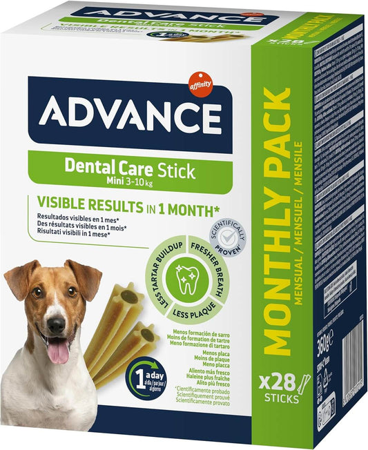 Snack ADVANCE DENTAL CARE STICK MINI DOG CUIDADO DENTAL PERRO MINI Gabo y Gordo E Shop, la mejor tienda online en las Islas Canarias, España, tienda online para mascotas, perros, gatos, conejos, tortugas, animales, accesorios para mascotas en general. 
Gabo y Gordo E Shop in Canary Islands, the best store for pets, dogs, cats, rabbits, turtles, animals, pet accessories.