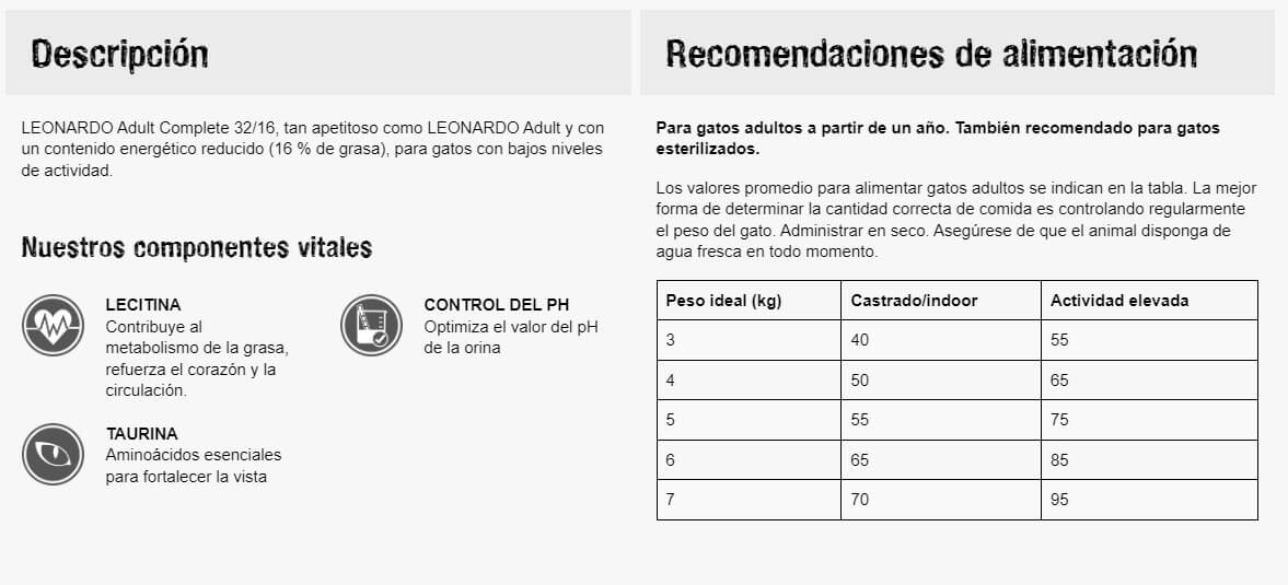 LEONARDO® Adult Complete 32/16 | Pienso para gatos en Gabo y Gordo Pet Shop, tienda online en las Islas Canarias, España, tienda online para mascotas, perros, gatos, conejos, tortugas, animales, accesorios para mascotas en general.
