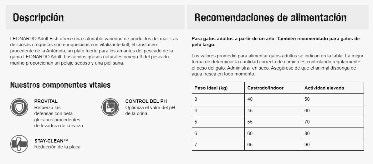 LEONARDO® Adult Fish | Pienso para gatos en Gabo y Gordo E Shop, la mejor tienda online en Gran Canaria, Islas Canarias, España, tienda online para mascotas, perros, gatos, conejos, tortugas, animales, accesorios para mascotas en general.
Gabo y Gordo E Shop is the best online pet shop in Gran Canaria, Canary Islands, Spain.