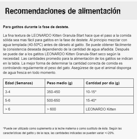 LEONARDO® Kitten Granula-Start 1Kg | Pienso para gatos Gabo y Gordo Pet Shop, tienda online en las Islas Canarias, España, tienda online para mascotas, perros, gatos, conejos, tortugas, animales, accesorios para mascotas en general.