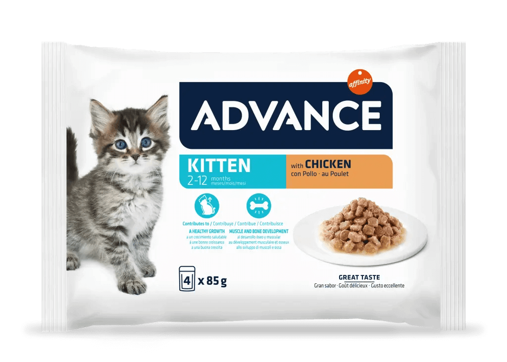 Comida húmeda ADVANCE Kitten con pollo para gatitos de 2 a 12 meses, pack 12 x 85 g