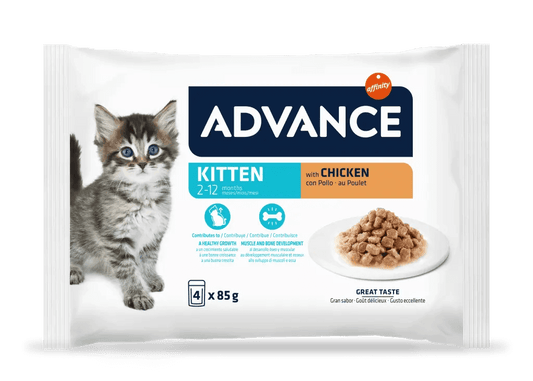 Comida húmeda ADVANCE Kitten con pollo para gatitos de 2 a 12 meses, pack 12 x 85 g