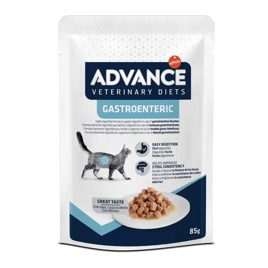 Comida húmeda digestiva para gatos y gatitos ADVANCE Vet Gastroenteric, pack 12 x 85g