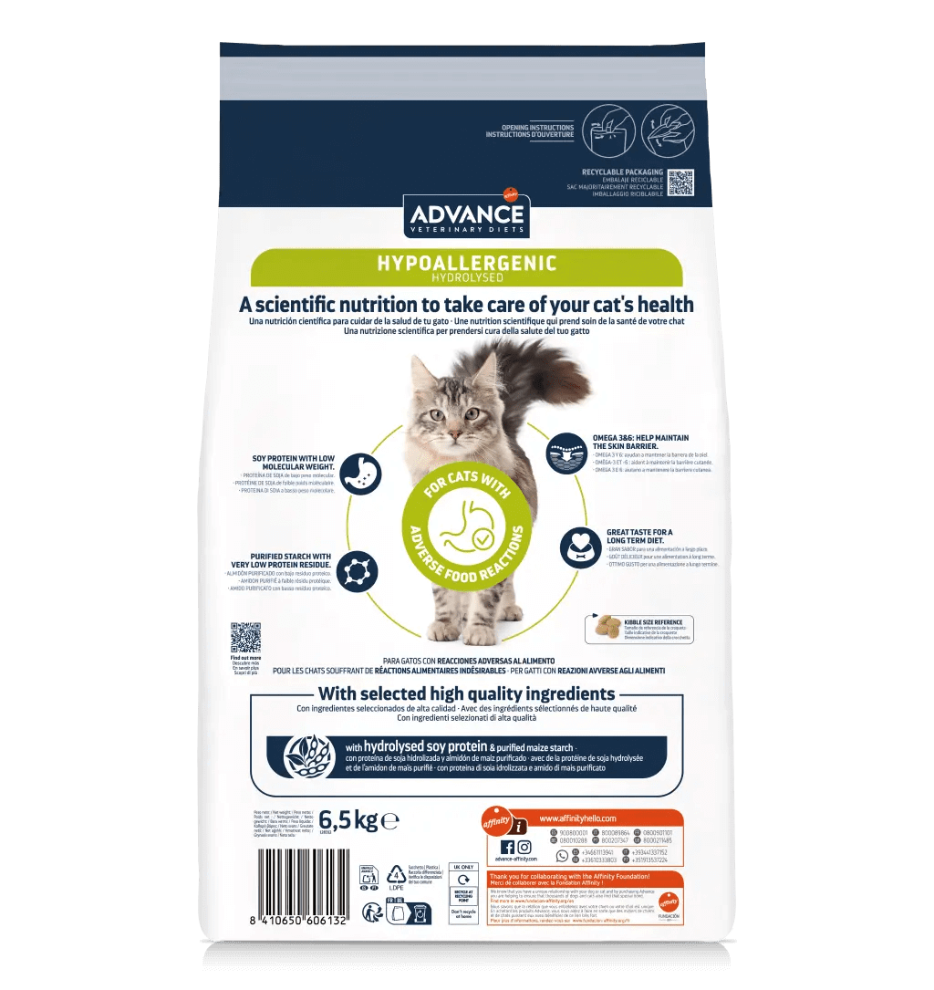 Pienso Advance Hypoallergenic para gatos con alergias e intolerancias alimentarias