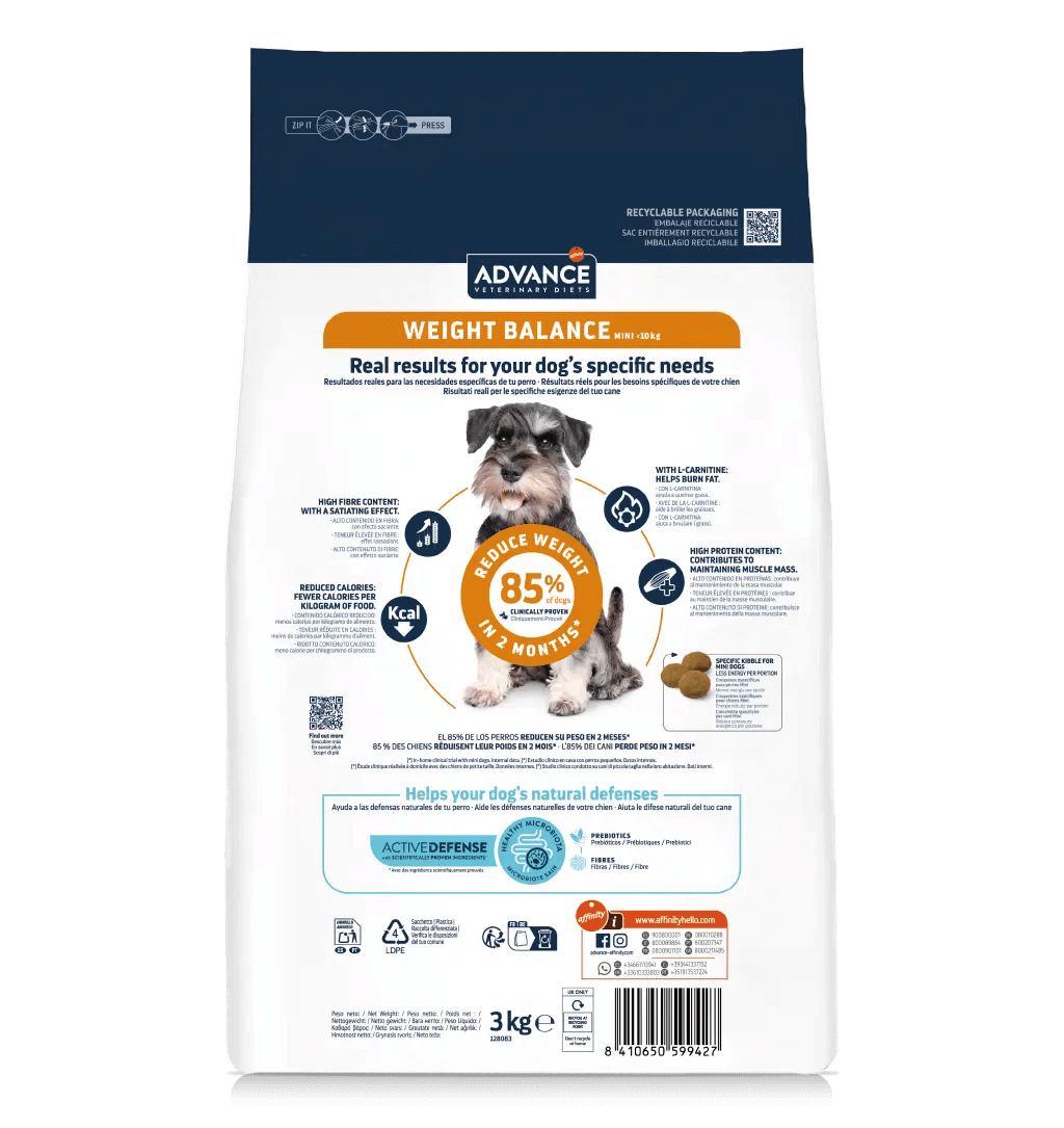 Pienso ADVANCE Weight Balance Mini para perros pequeños con sobrepeso