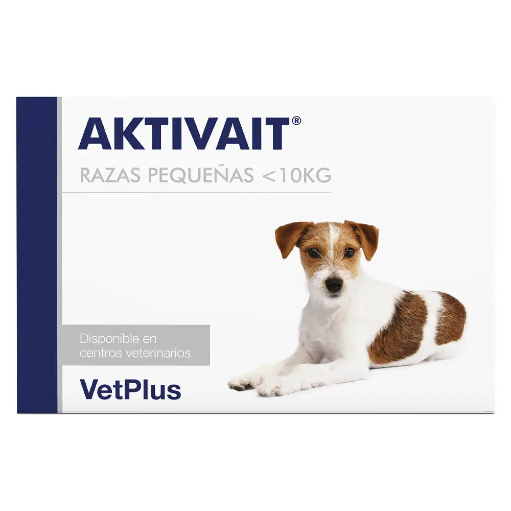 AKTIVAIT Razas Pequeñas VetPlus 60 comprimidos palatables para apoyo nutricional de la salud neurológica en perros senior de menos de 10 kg