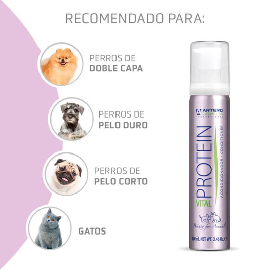 Acondicionador Artero Protein Vital 650 ml para hidratar y desenredar el pelo de perros y gatos