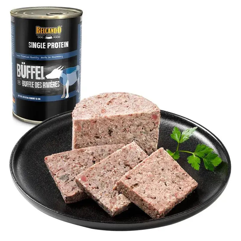 BELCANDO Single Protein Búfalo – Alimento húmedo monoproteico premium para perros adultos, ideal para dietas de eliminación e intolerancias.