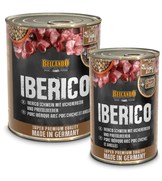 Comida húmeda BELCANDO Ibérico con Garbanzos y Arándanos para perros adultos sin cereales