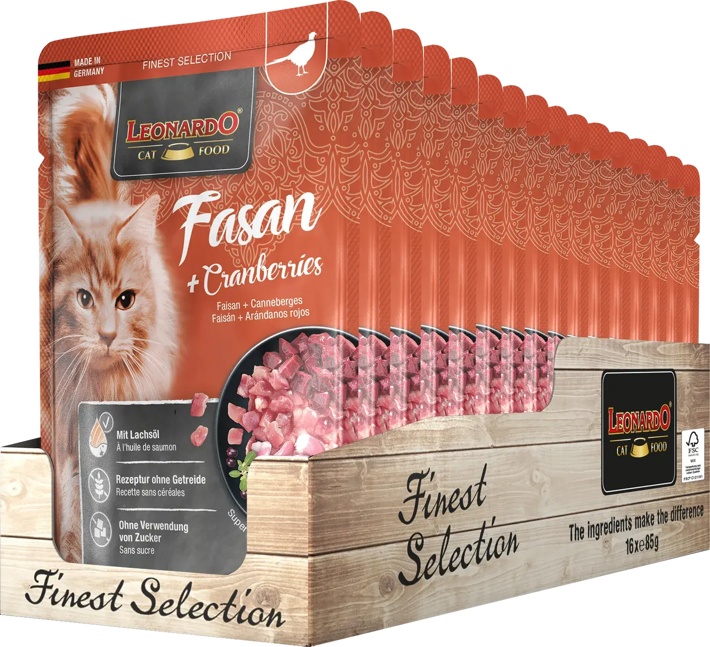 LEONARDO Finest Selection menu de Faisán + Arándanos rojos. Gabo y Gordo E Shop, la mejor tienda online en las Islas Canarias, España, tienda online para mascotas, perros, gatos, conejos, tortugas, animales, accesorios para mascotas en general.