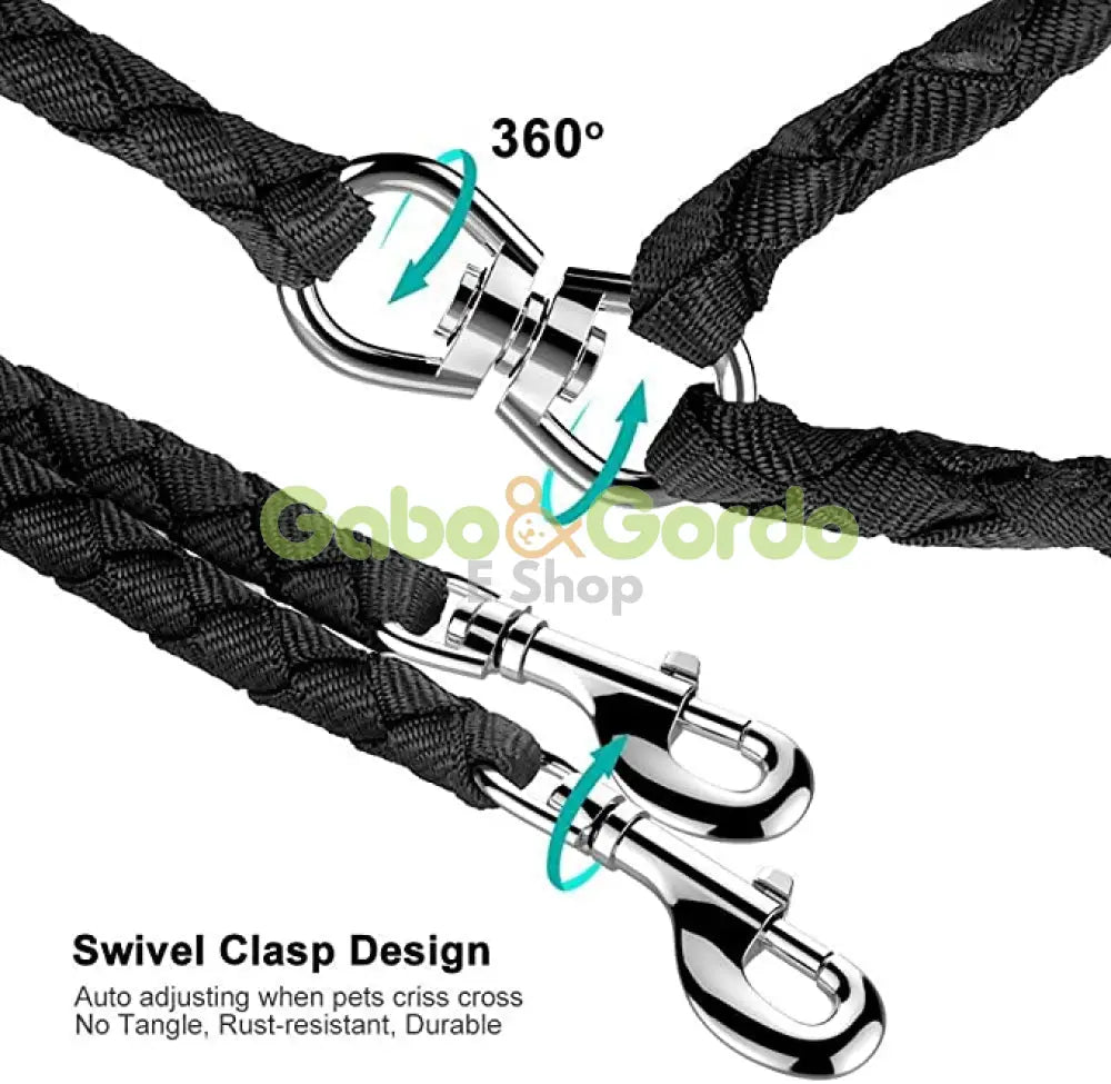 Correa Doble Caldwell Peteast Dog Leash de 137 cm para perros hasta 45 kg, con asas acolchadas y sistema antienredos