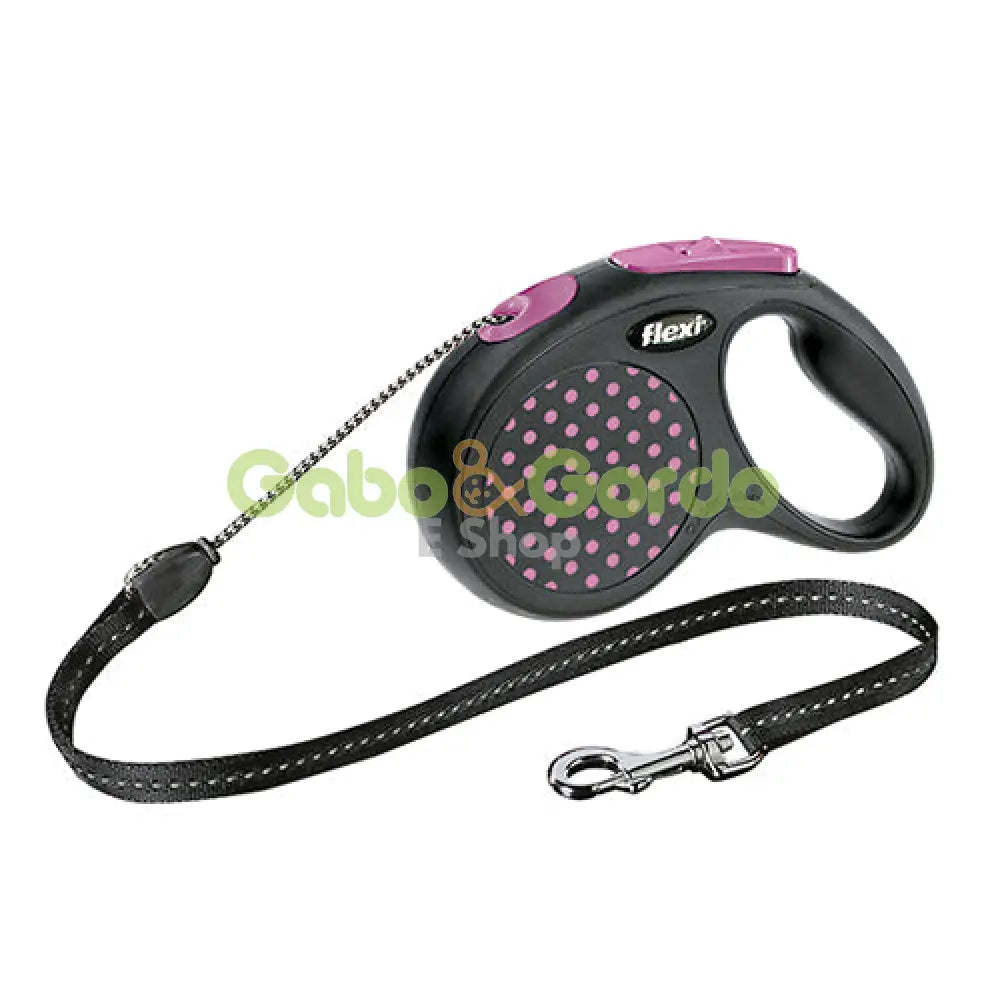 Correa extensible FLEXI DESIGN STYLE ICON rosa talla M de 5 metros para perros hasta 20 kg