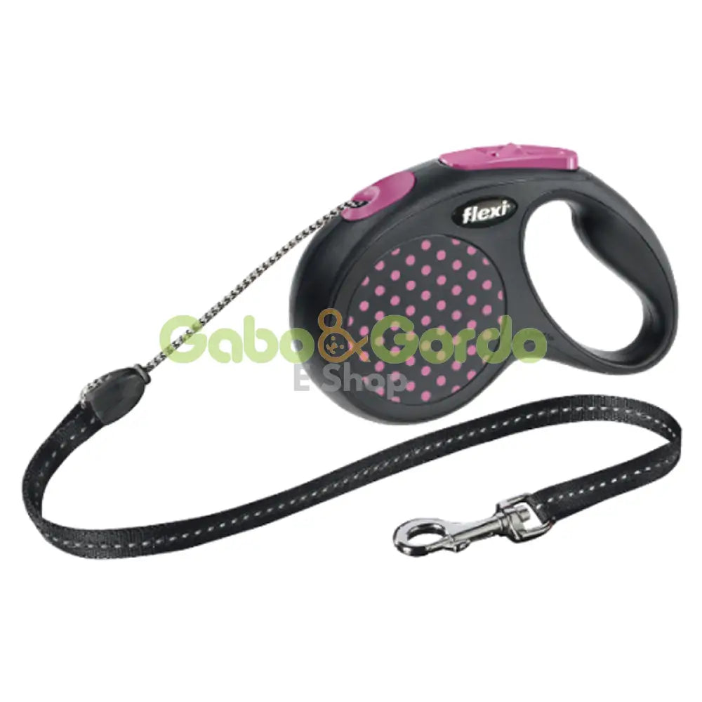 Correa extensible FLEXI DESIGN STYLE ICON rosa talla M de 5 metros para perros hasta 20 kg