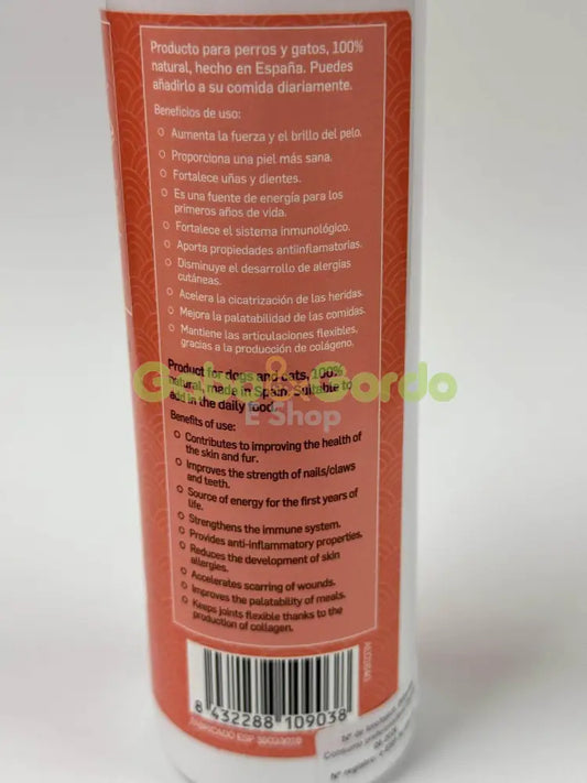 GLORIA aceite de salmón para perros y gatos.   Gabo y Gordo E Shop, la mejor tienda online en las Islas Canarias, España, tienda online para mascotas, perros, gatos, conejos, tortugas, animales, accesorios para mascotas en general. 
Gabo y Gordo E Shop in Canary Islands, the best store for pets, dogs, cats, rabbits, turtles, animals, pet accessories.
