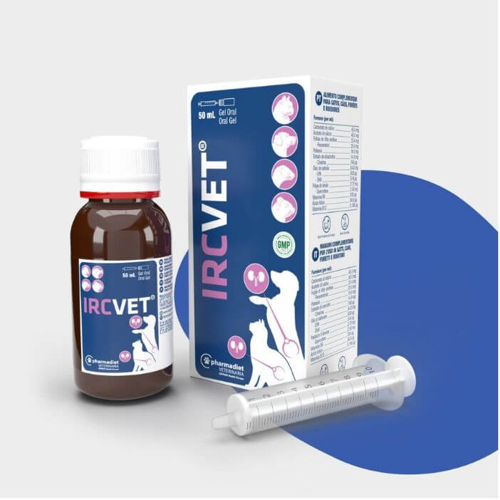 IRCVET Gel 50 ml suplemento nutricional de apoyo renal para perros y gatos con jeringa dosificadora