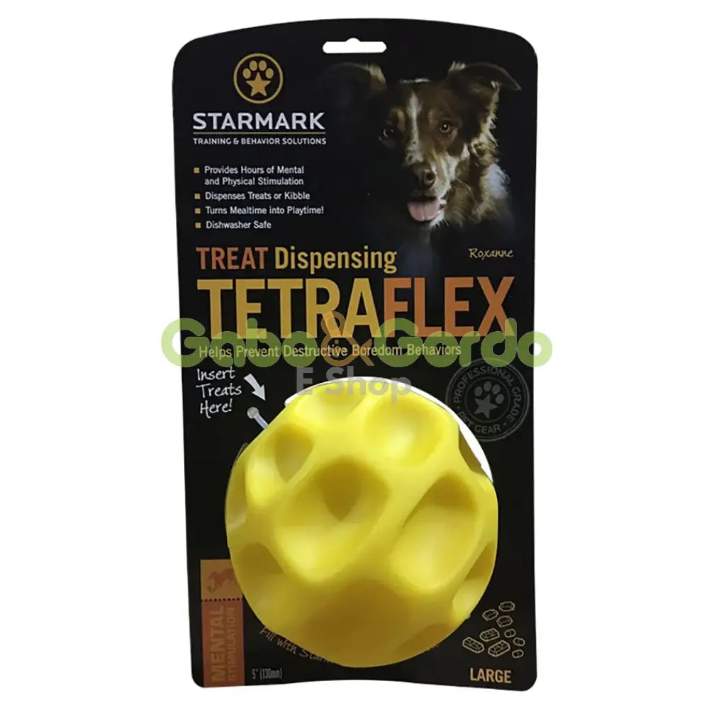 Juguete interactivo Starmark Tetraflex, pelota dispensadora de golosinas para perros de todos los tamaños