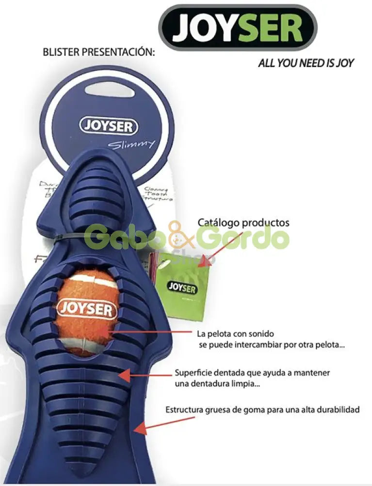 Juguete JOYSER Slimmy Zorro Real Grande azul con pelota y sonido para perros