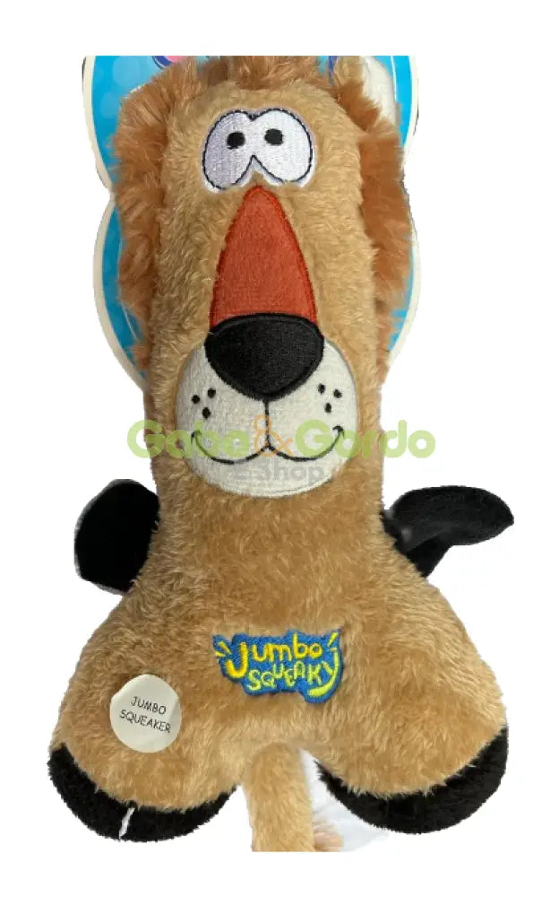 JUMBO Squeaky León 36 cm — juguete de peluche gigante con chirrido para perros grandes y pequeños (resistente y suave, envío en Gran Canaria y España)