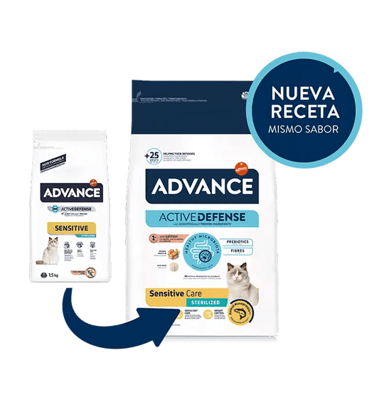 PIENSO ADVANCE SENSITIVE STERILIZED CAT GATO ESTERILIZADO SENSIBLE DE SALMÓN Gabo y Gordo E Shop, la mejor tienda online en las Islas Canarias, España, tienda online para mascotas, perros, gatos, conejos, tortugas, animales, accesorios para mascotas en general. 
Gabo y Gordo E Shop in Canary Islands, the best store for pets, dogs, cats, rabbits, turtles, animals, pet accessories.