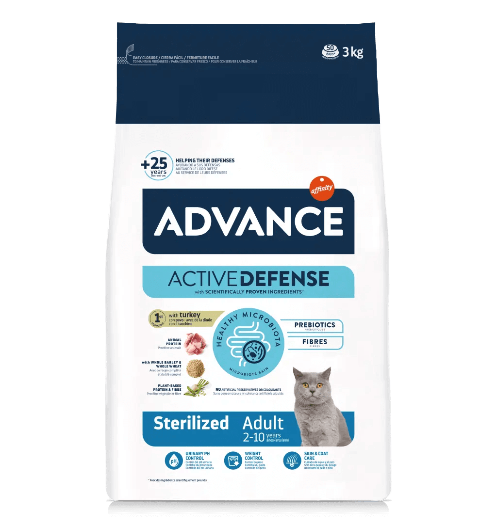 Pienso ADVANCE STERILIZED ADULT CAT GATO ADULTO ESTERILIZADO DE PAVO Gabo y Gordo E Shop, la mejor tienda online en las Islas Canarias, España, tienda online para mascotas, perros, gatos, conejos, tortugas, animales, accesorios para mascotas en general. 
Gabo y Gordo E Shop in Canary Islands, the best store for pets, dogs, cats, rabbits, turtles, animals, pet accessories.