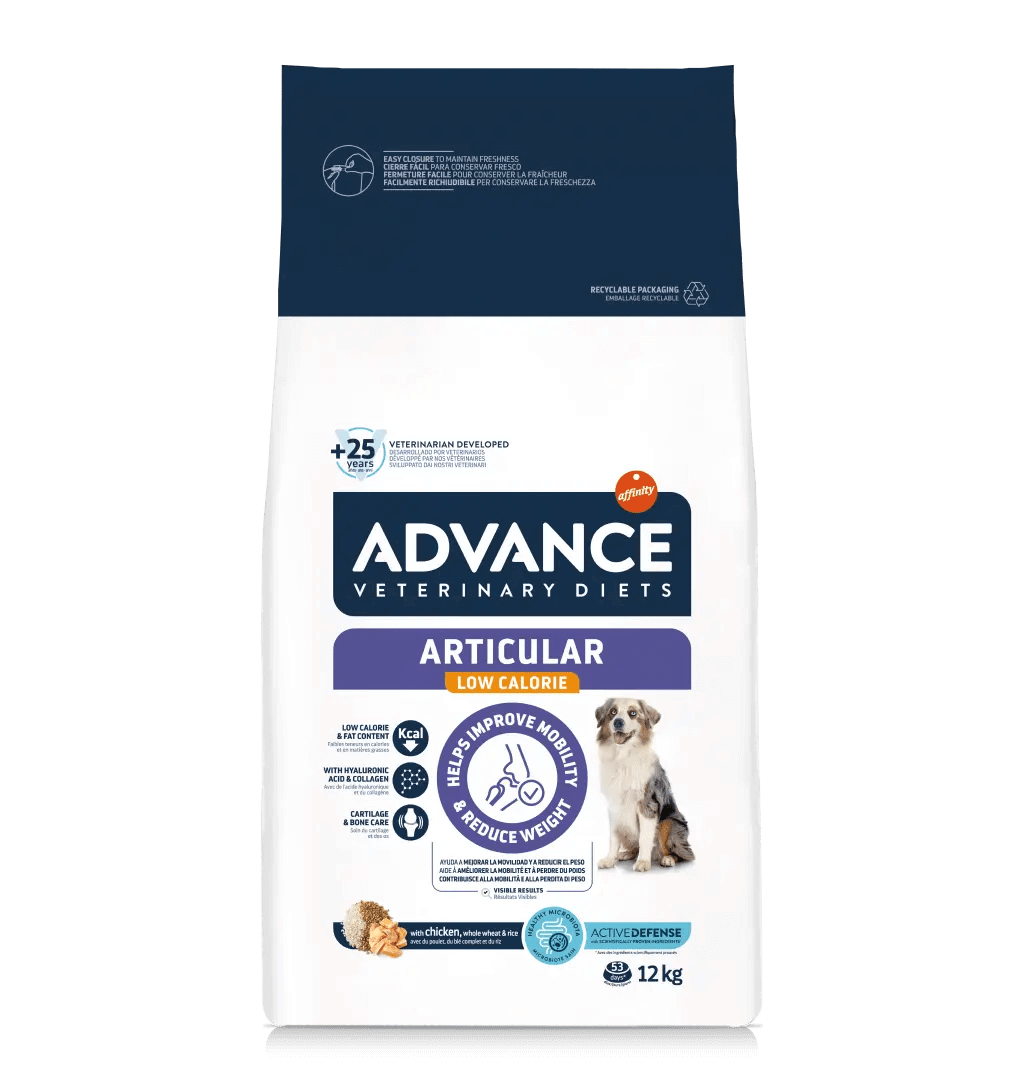 PIENSO ADVANCE VET Articular Reduced Calorie DOG ARTICULAR BAJO CALORIAS Gabo y Gordo E Shop, la mejor tienda online en las Islas Canarias, España, tienda online para mascotas, perros, gatos, conejos, tortugas, animales, accesorios para mascotas en general.
