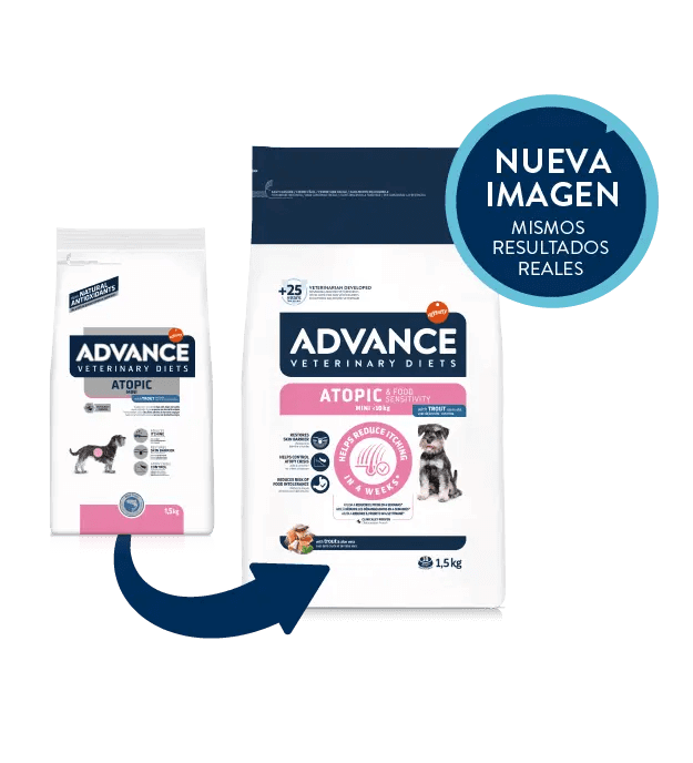 Pienso ADVANCE VET ATOPIC MINI 1.5KG Gabo y Gordo E Shop, la mejor tienda online en las Islas Canarias, España, tienda online para mascotas, perros, gatos, conejos, tortugas, animales, accesorios para mascotas en general. 
Gabo y Gordo E Shop in Canary Islands, the best store for pets, dogs, cats, rabbits, turtles, animals, pet accessories.