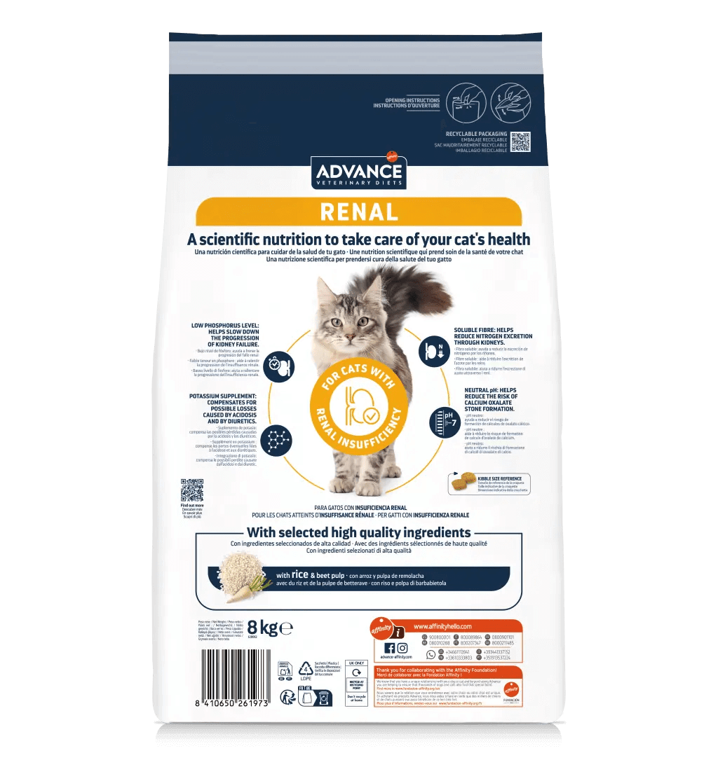 PIENSO ADVANCE VET RENAL PARA GATOS CAT FOOD Gabo y Gordo E Shop, la mejor tienda online en las Islas Canarias, España, tienda online para mascotas, perros, gatos, conejos, tortugas, animales, accesorios para mascotas en general. 
Gabo y Gordo E Shop in Canary Islands, the best store for pets, dogs, cats, rabbits, turtles, animals, pet accessories.