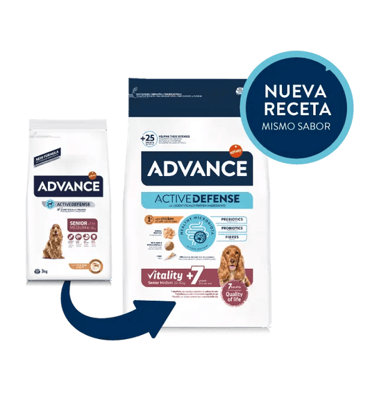 PIENSO ADVANCE SENIOR MEDIUM PERRO ADULTO MEDIANO SENIOR Gabo y Gordo E Shop, la mejor tienda online en las Islas Canarias, España, tienda online para mascotas, perros, gatos, conejos, tortugas, animales, accesorios para mascotas en general. 
Gabo y Gordo E Shop in Canary Islands, the best store for pets, dogs, cats, rabbits, turtles, animals, pet accessories.