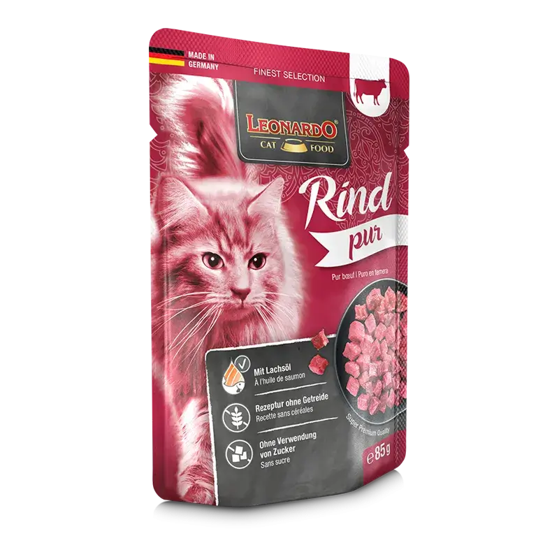LEONARDO Menu Puro en Ternera – Comida húmeda natural sin cereales para gatos adultos