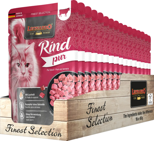 LEONARDO Menu Puro en Ternera – Comida húmeda natural sin cereales para gatos adultos
