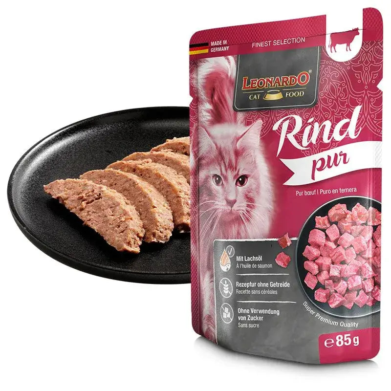 LEONARDO Menu Puro en Ternera – Comida húmeda natural sin cereales para gatos adultos