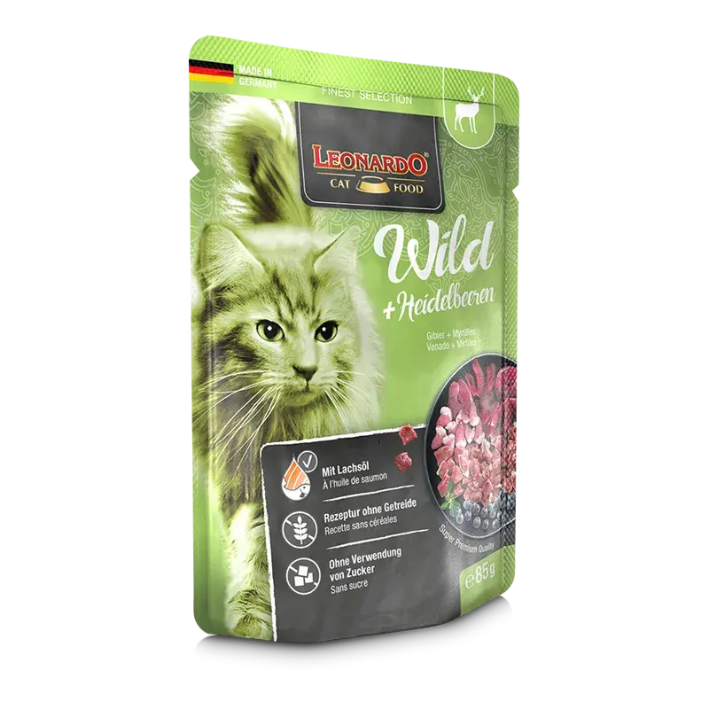 LEONARDO Menu de venado y arándanos – comida húmeda sin cereales para gatos adultos