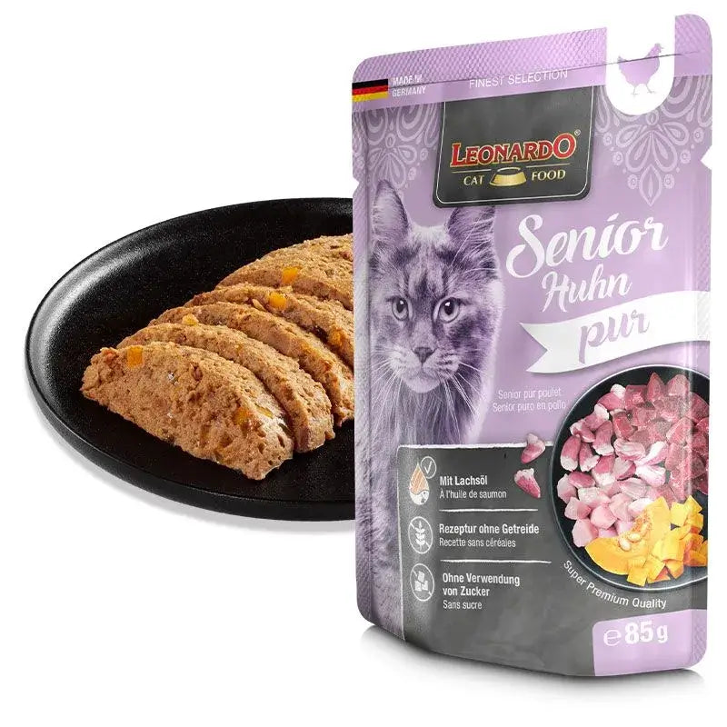 Comida húmeda LEONARDO Senior para gatos con pollo sin cereales