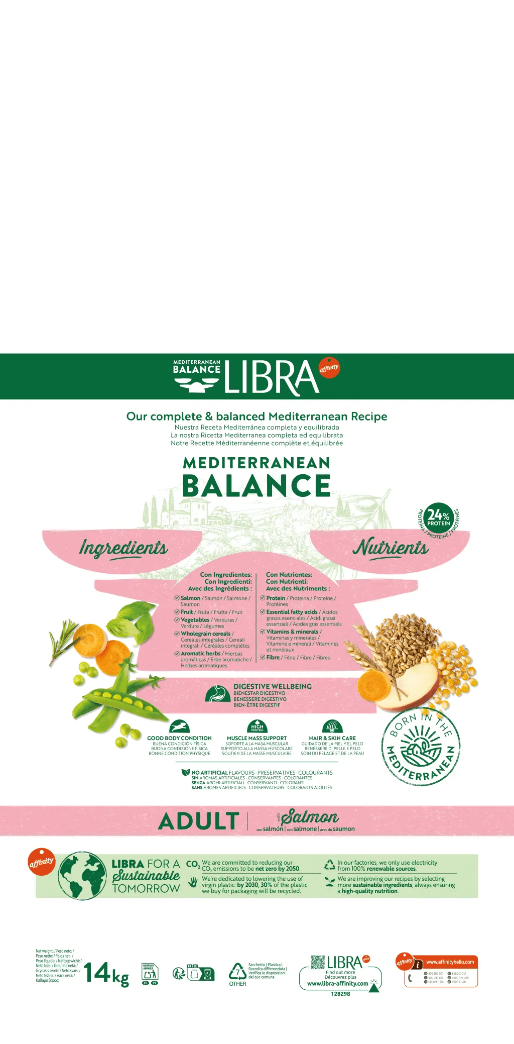 LIBRA Adult Salmon pienso con salmón para perros adultos, alimento equilibrado con proteínas, omega 3, vitaminas y minerales esenciales.