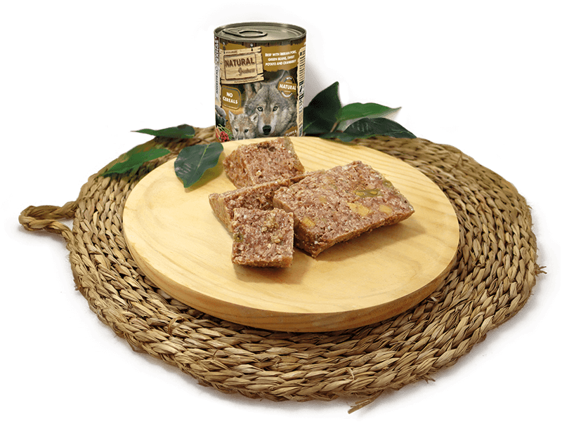 Comida húmeda Natural Greatness vacuno y cerdo ibérico sin cereales para perros y cachorros, pack 12x400 g