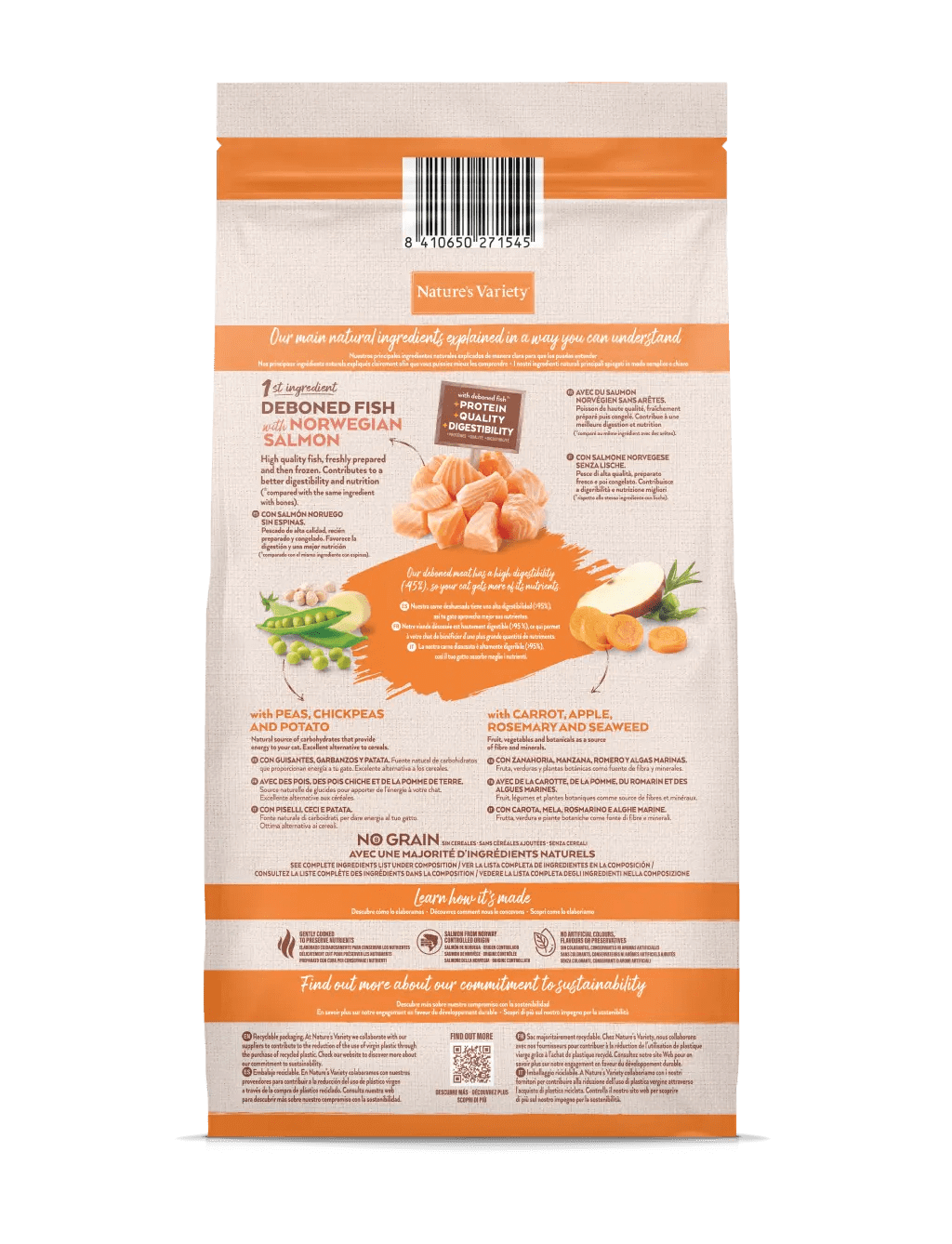 Pienso para gatos NATURE'S VARIETY Selected Salmón Noruego sin cereales - Gabo y Gordo E Shop