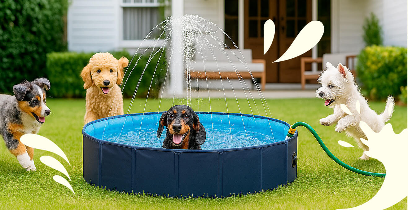 Piscina Splash con chorros para perros – diversión y frescura en verano