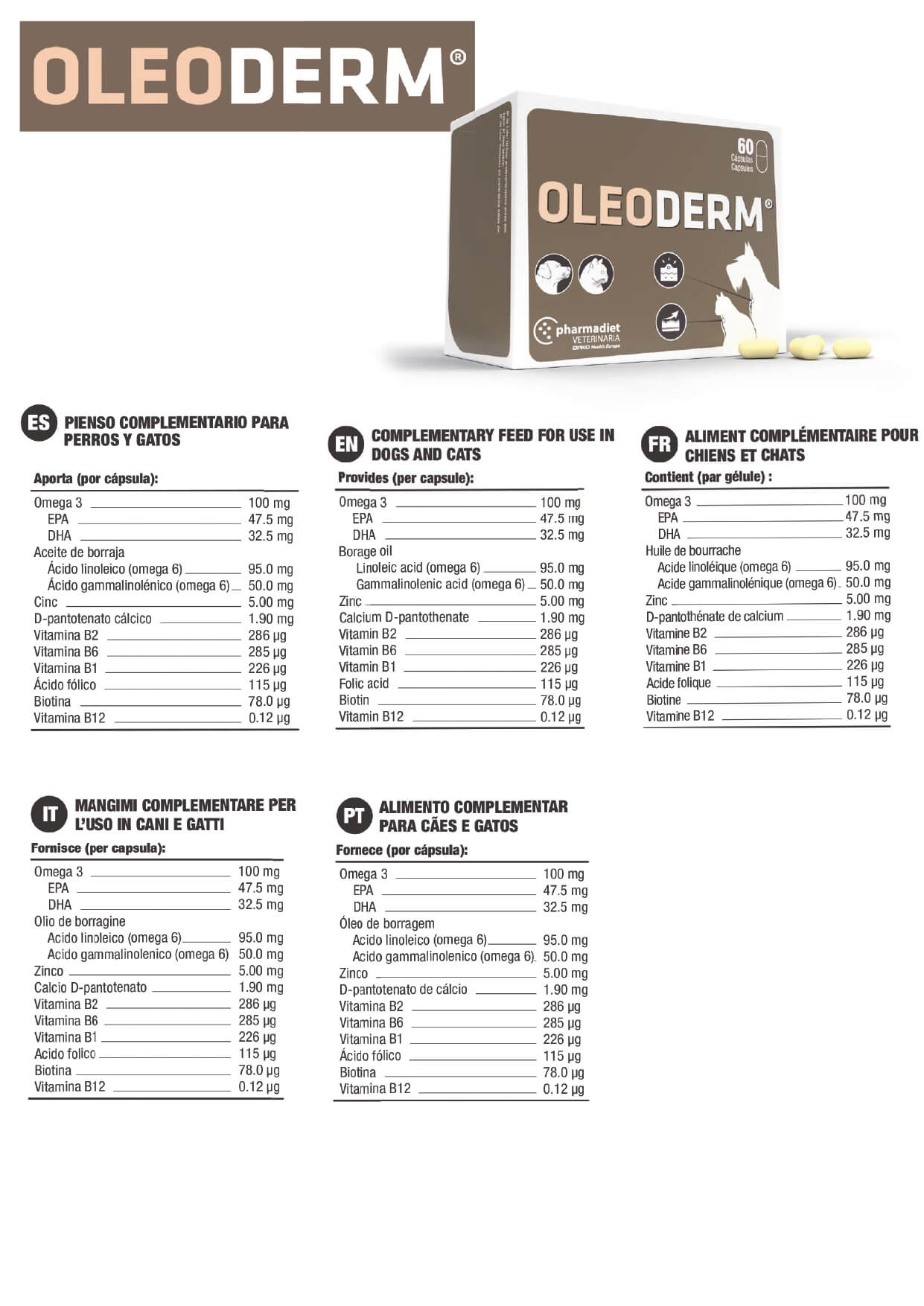 Oleoderm suplemento natural para mejorar piel y pelaje de perros y gatos