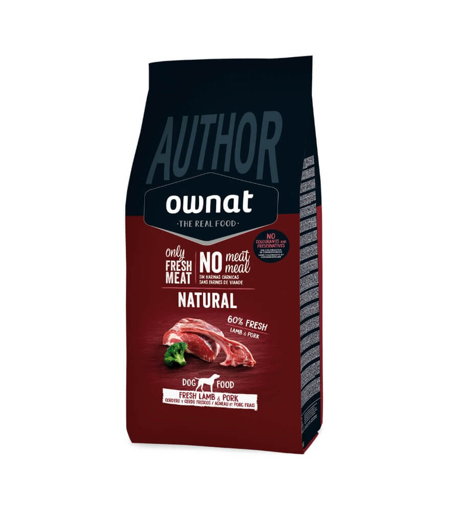 OWNAT Author Fresh Lamb & Pork – Pienso natural bajo en cereales con cordero y cerdo fresco para perros adultos