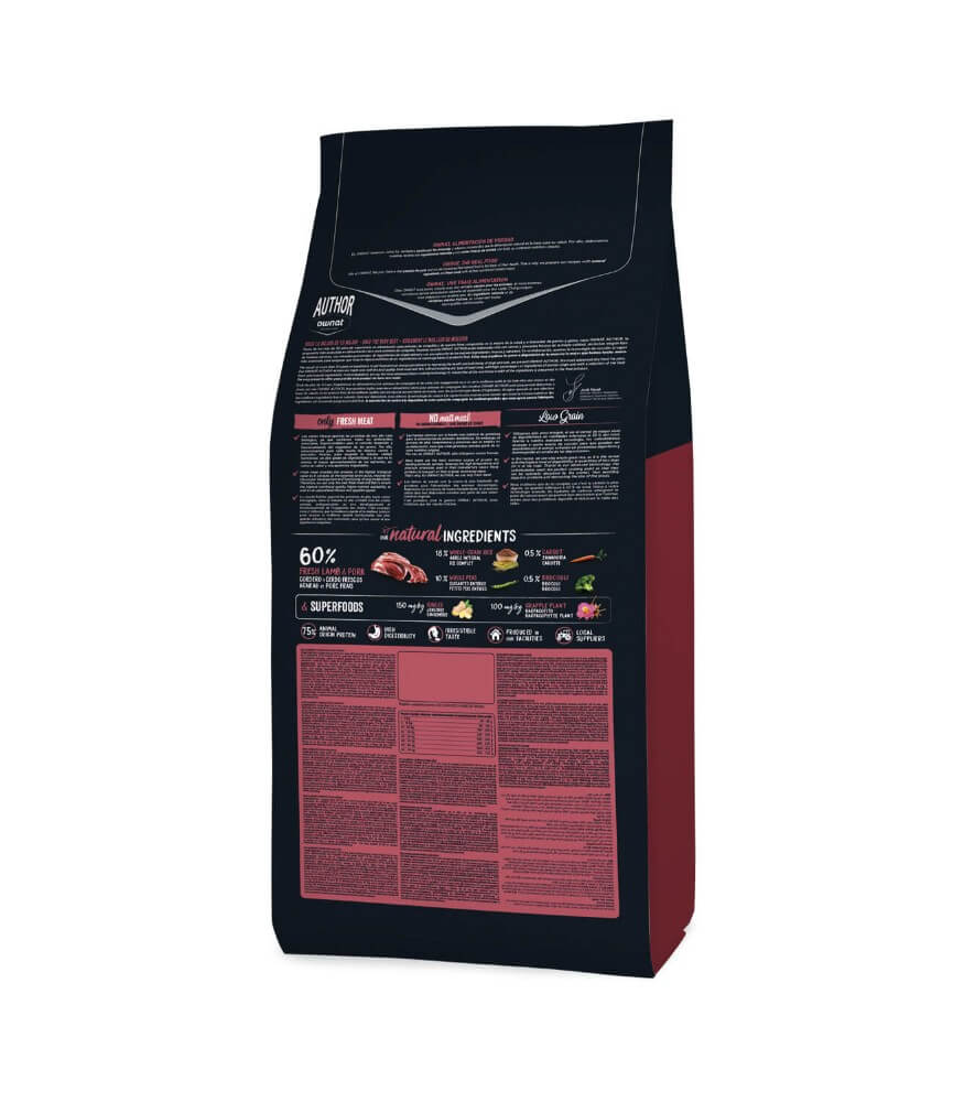 OWNAT Author Fresh Lamb & Pork – Pienso natural bajo en cereales con cordero y cerdo fresco para perros adultos