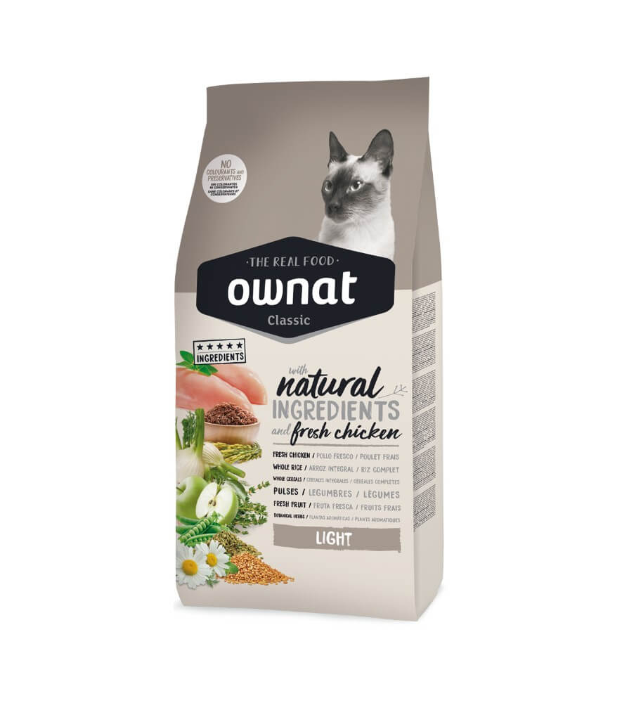 OWNAT Classic Light Cat – Pienso natural para gatos con sobrepeso, ideal para controlar el peso de forma saludable
