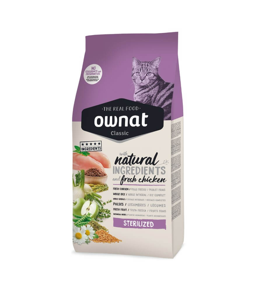 OWNAT Classic Sterilized Cat – Pienso para gatos esterilizados que controla el peso y mantiene la masa muscular