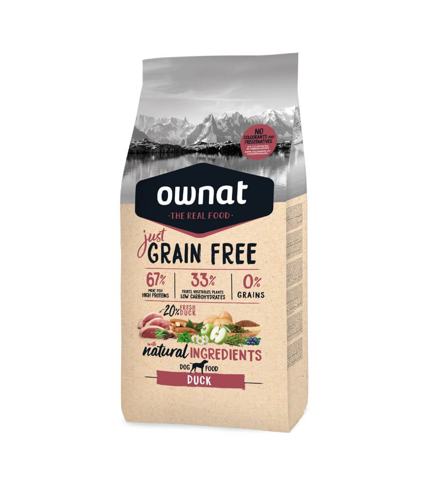 OWNAT Just Grain Free Duck – pienso sin cereales con pato fresco para perros adultos