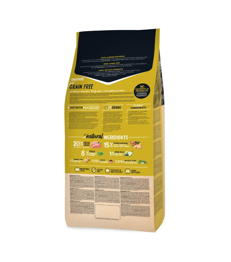 OWNAT Just Grain Free Junior, pienso natural sin cereales con pollo fresco para cachorros. Compra online en Gabo y Gordo E Shop con envío gratis en Gran Canaria.