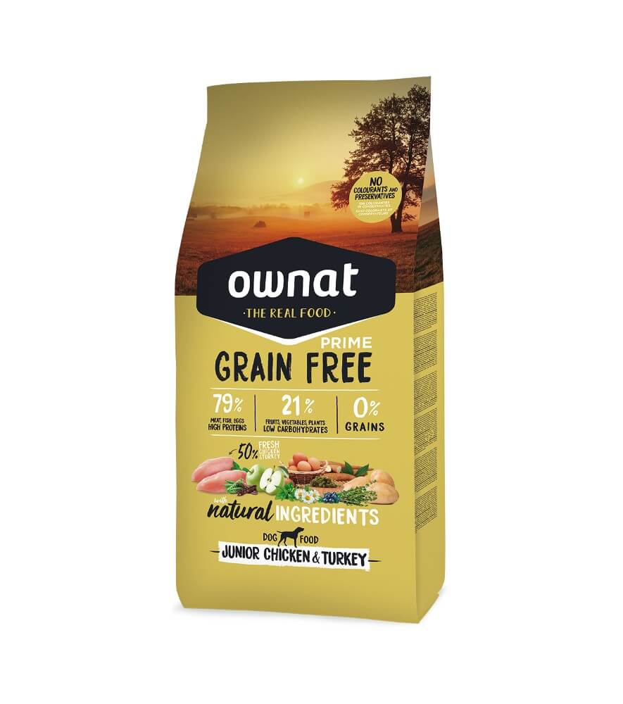 OWNAT Prime Grain Free Junior Chicken & Turkey – Pienso sin cereales con pollo y pavo para cachorros