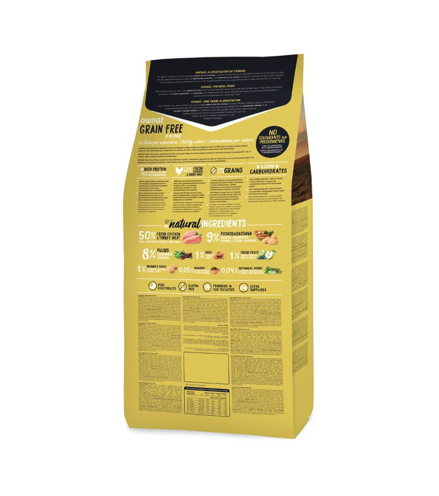 OWNAT Prime Grain Free Junior Chicken & Turkey – Pienso sin cereales con pollo y pavo para cachorros