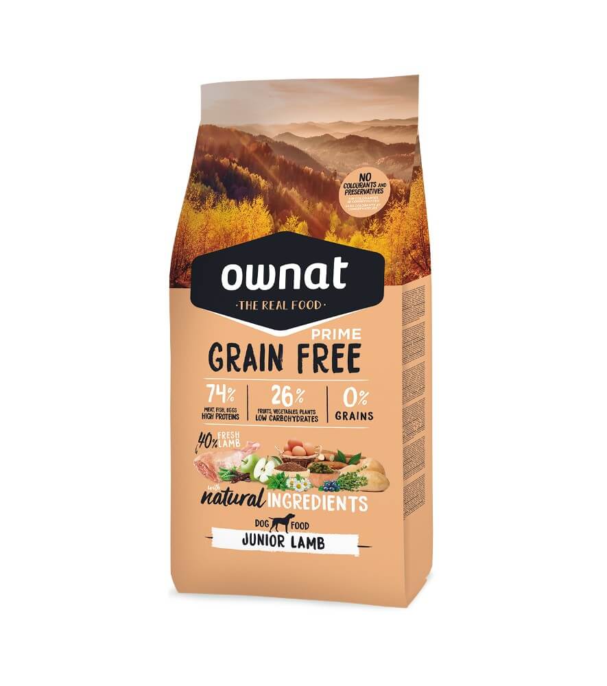 OWNAT Prime Grain Free Junior Lamb – Pienso sin cereales con cordero fresco para cachorros
