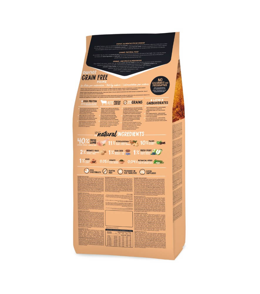 OWNAT Prime Grain Free Junior Lamb – Pienso sin cereales con cordero fresco para cachorros