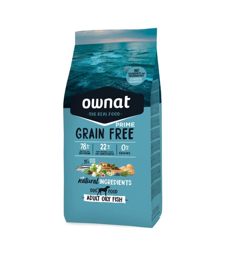 OWNAT Prime Grain Free Adult Oily Fish – Pienso natural sin cereales con pescado azul para perros adultos