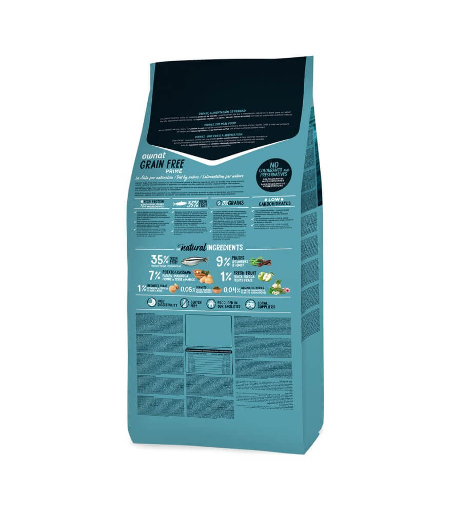 OWNAT Prime Grain Free Adult Oily Fish – Pienso natural sin cereales con pescado azul para perros adultos